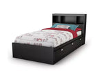 HomeStock Letto singolo nero da 92.07 cm (36.25 pollici) di altezza con libreria, realizzato in truciolato