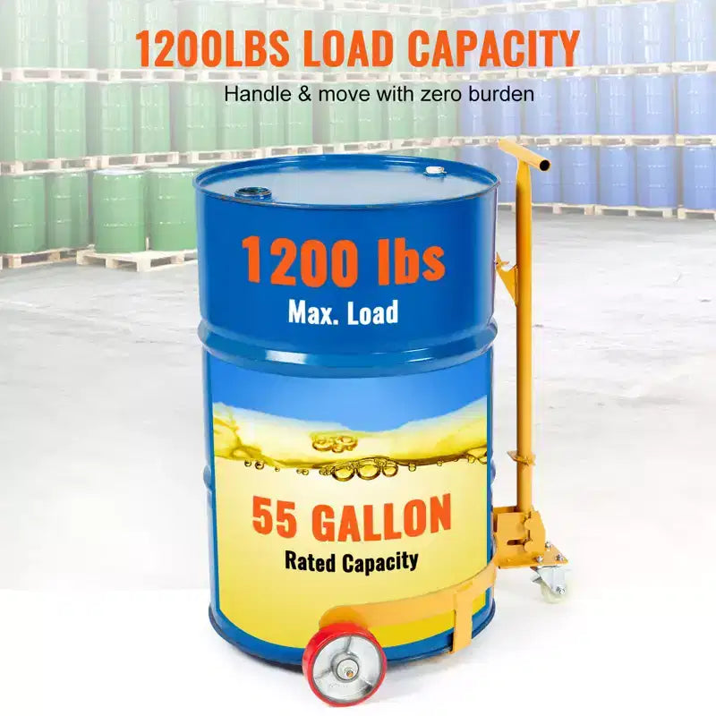 VEVOR Chariot de fût de 55 gallons, capacité de charge de 544 kg, chariot de fût rond en acier à profil bas, cadre en acier robuste