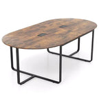 Costway 95 Conference Table for 10-12 People 2 Cable Management Grommets for Office Brown