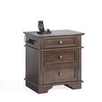 Karl Home Comodino a 3 cassetti in legno massello, 24,02 pollici di larghezza, con 2 porte USB