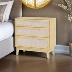 Cassettiera in Rattan a 3 Cassetti, Comodino in Legno, Piccolo Armadietto Bohemian, Tavolino da Notte, Camera da Letto, Soggiorno