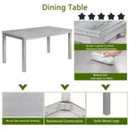 Tavolo da pranzo in legno 6 pezzi con 4 sedie imbottite e panca per 6 persone, set tavolo da pranzo rettangolare con decorazioni in cristallo