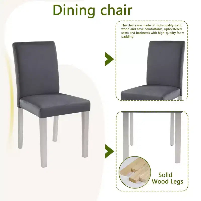 Tavolo da pranzo in legno 6 pezzi con 4 sedie imbottite e panca per 6 persone, set tavolo da pranzo rettangolare con decorazioni in cristallo