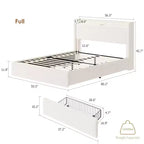 Struttura letto Whizmax Boucle – Testiera a LED e stazione di ricarica, 4 cassetti contenitori, piattaforma con doghe in legno, senza rete a molle, crema