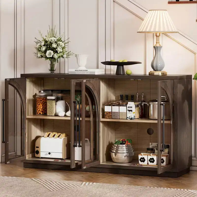 Madia/Credenza grande Whisen a 4 ante con ante in vetro per riporre oggetti