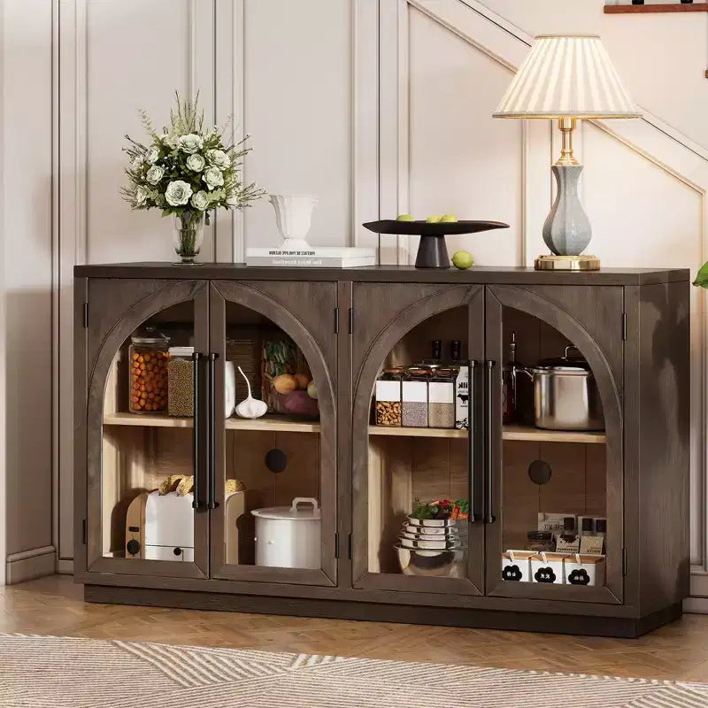 Madia/Credenza grande Whisen a 4 ante con ante in vetro per riporre oggetti