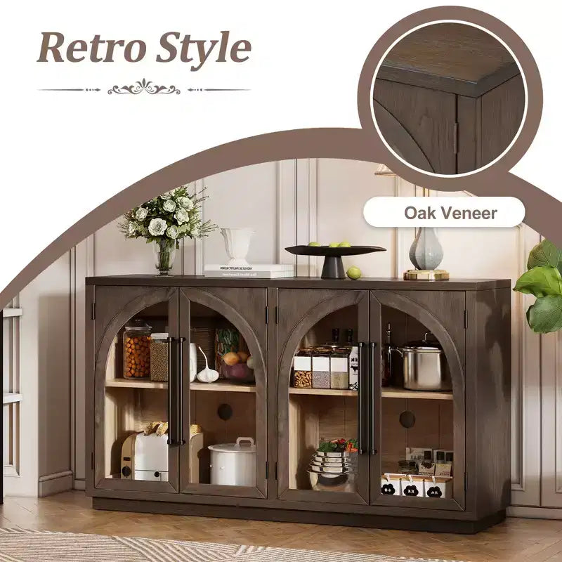 Madia/Credenza grande Whisen a 4 ante con ante in vetro per riporre oggetti