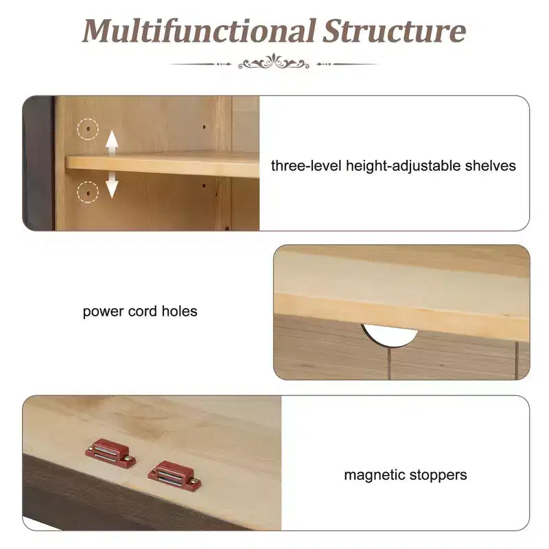 Madia/Credenza grande Whisen a 4 ante con ante in vetro per riporre oggetti