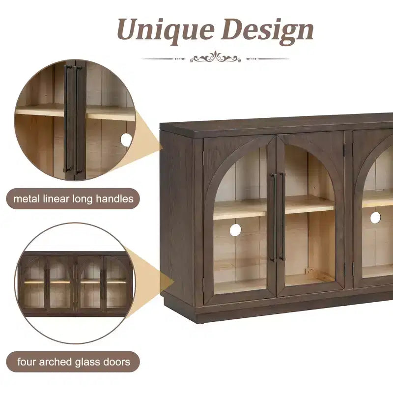 Madia/Credenza grande Whisen a 4 ante con ante in vetro per riporre oggetti