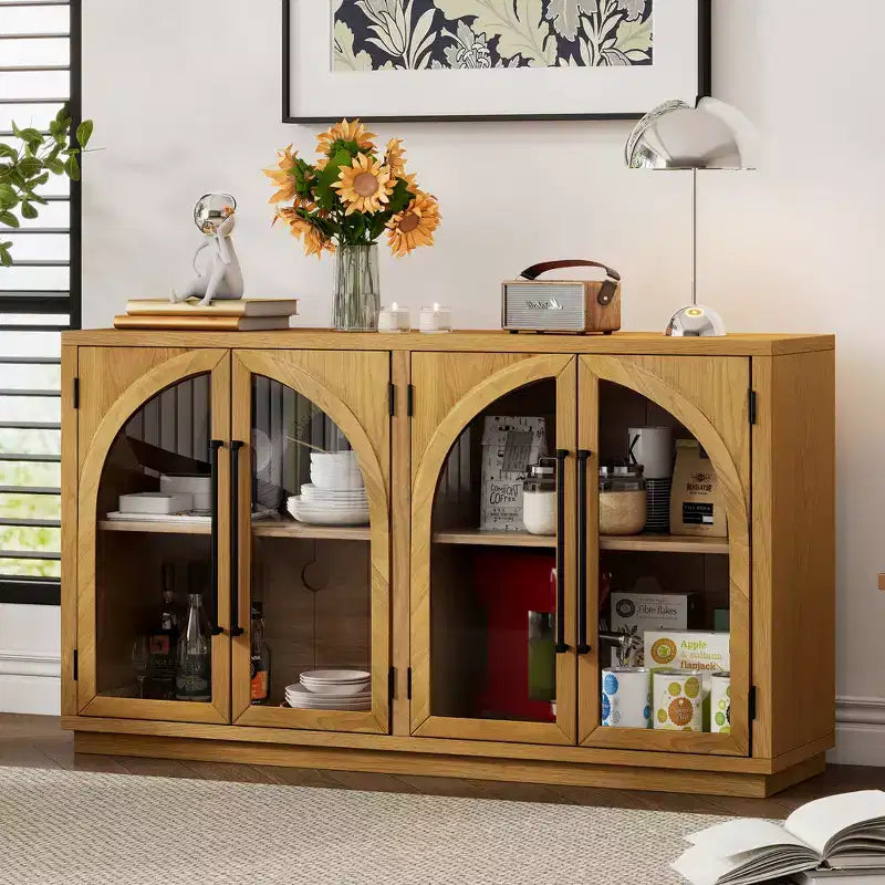 Madia/Credenza grande Whisen a 4 ante con ante in vetro per riporre oggetti