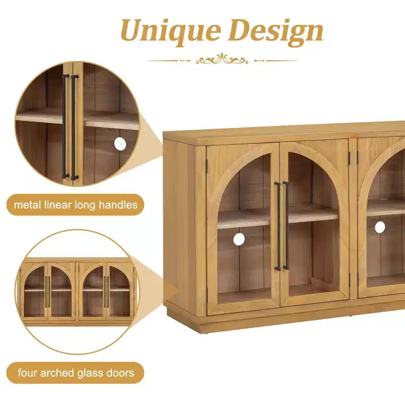 Madia/Credenza grande Whisen a 4 ante con ante in vetro per riporre oggetti