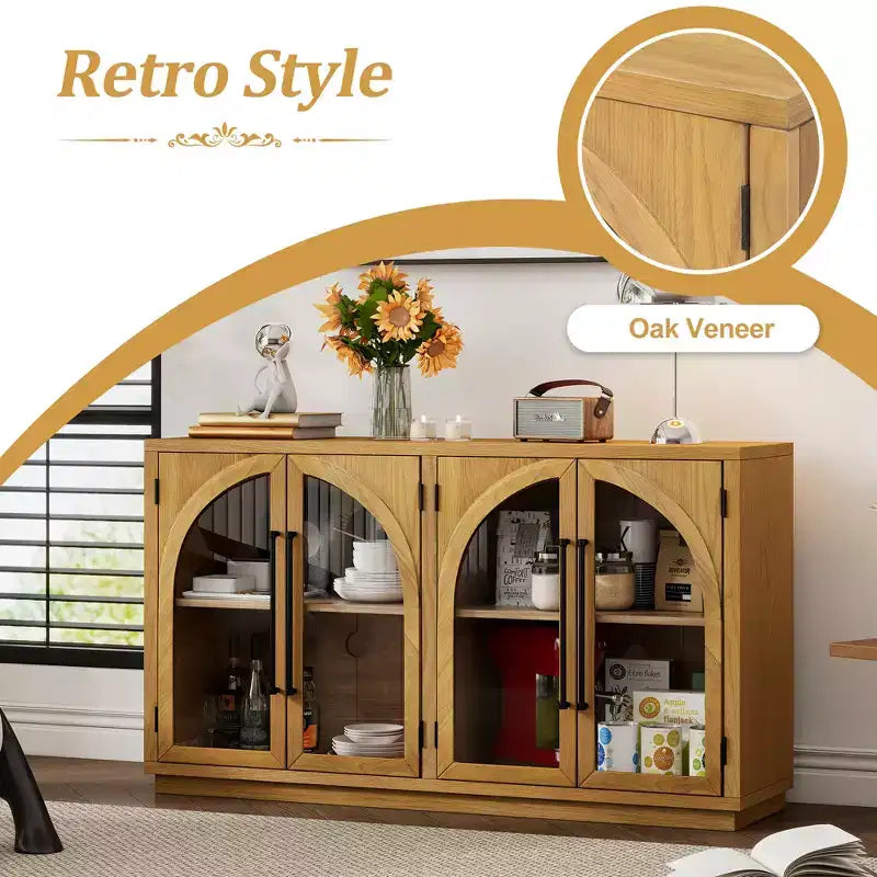 Madia/Credenza grande Whisen a 4 ante con ante in vetro per riporre oggetti