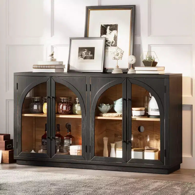 Madia/Credenza grande Whisen a 4 ante con ante in vetro per riporre oggetti