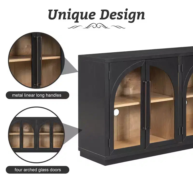 Madia/Credenza grande Whisen a 4 ante con ante in vetro per riporre oggetti