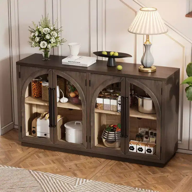 Madia/Credenza grande Whisen a 4 ante con ante in vetro per riporre oggetti