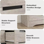 Cassettiera a 7 cassetti per camera da letto, Comò moderno grigio con maniglie incassate, Organizzatore in legno per soggiorno, cameretta, corridoio o ingresso