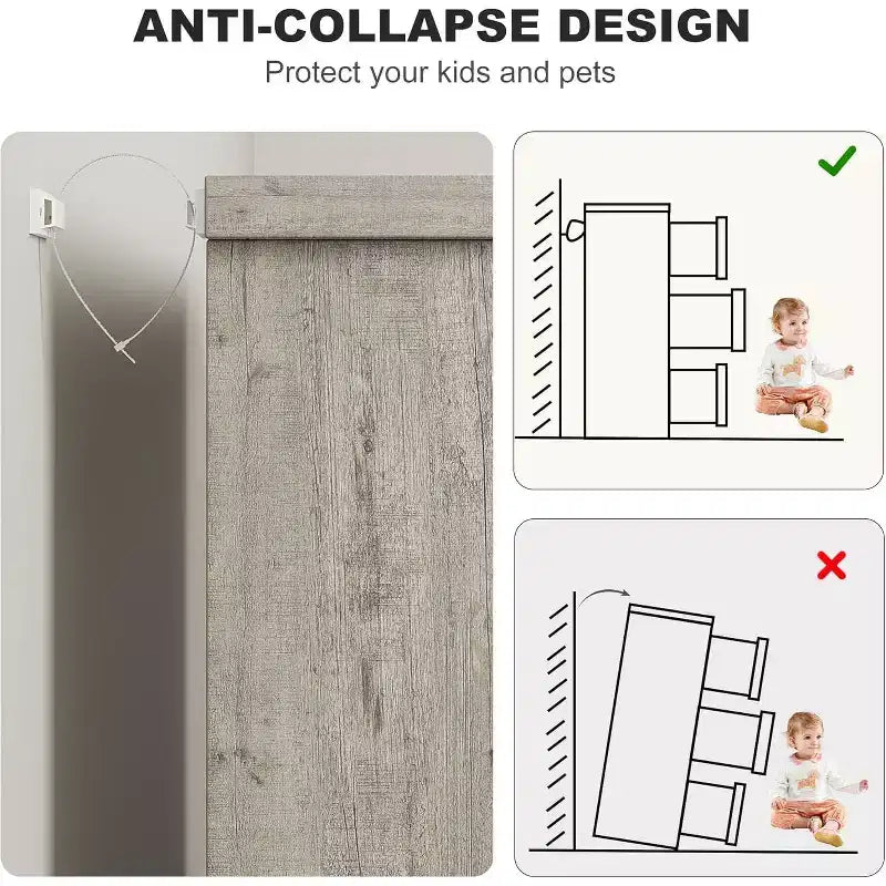 Cassettiera a 7 cassetti per camera da letto, Comò moderno grigio con maniglie incassate, Organizzatore in legno per soggiorno, cameretta, corridoio o ingresso