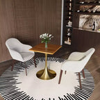 LeisureMod Verve Tavolo da pranzo quadrato da 24 pollici - Top moderno in MDF con base a piedistallo in oro spazzolato Tavolo da caffè d'accento per cucina, casa e caffè