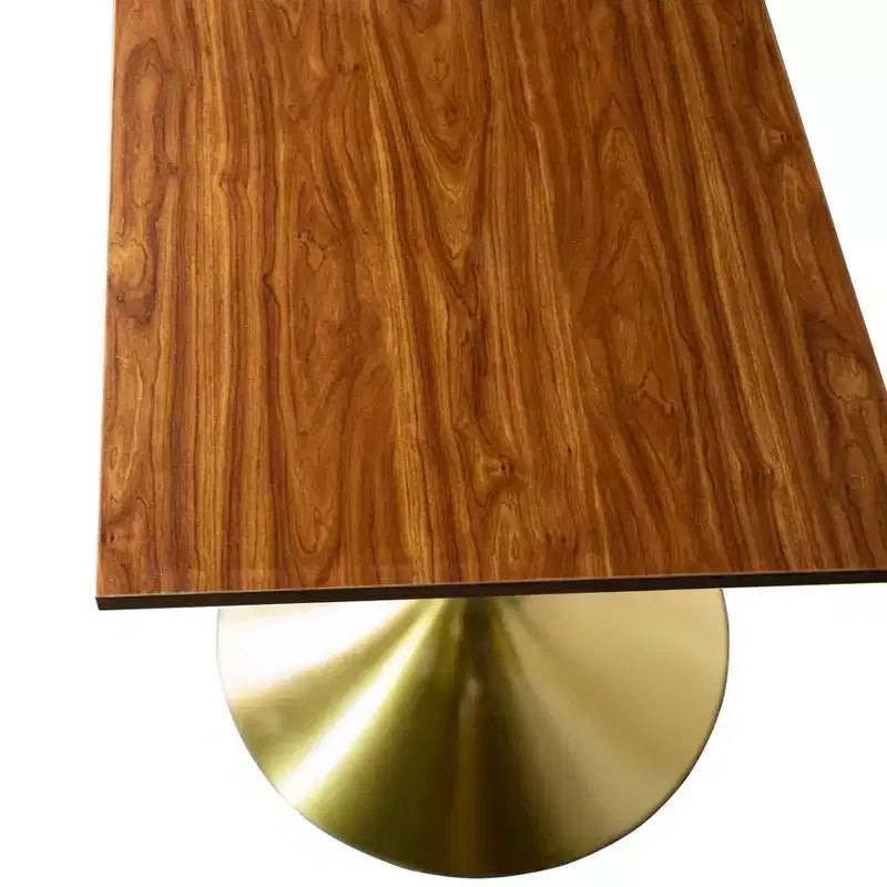 LeisureMod Verve Tavolo da pranzo quadrato da 24 pollici - Top moderno in MDF con base a piedistallo in oro spazzolato Tavolo da caffè d'accento per cucina, casa e caffè