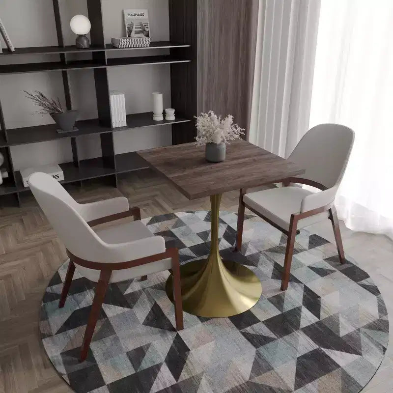 LeisureMod Verve Tavolo da pranzo quadrato da 24 pollici - Top moderno in MDF con base a piedistallo in oro spazzolato Tavolo da caffè d'accento per cucina, casa e caffè