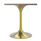 LeisureMod Verve Tavolo da pranzo quadrato da 24 pollici - Top moderno in MDF con base a piedistallo in oro spazzolato Tavolo da caffè d'accento per cucina, casa e caffè