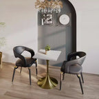 LeisureMod Verve Tavolo da pranzo quadrato da 24 pollici - Top moderno in MDF con base a piedistallo in oro spazzolato Tavolo da caffè d'accento per cucina, casa e caffè
