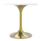 LeisureMod Verve Tavolo da pranzo quadrato da 24 pollici - Top moderno in MDF con base a piedistallo in oro spazzolato Tavolo da caffè d'accento per cucina, casa e caffè
