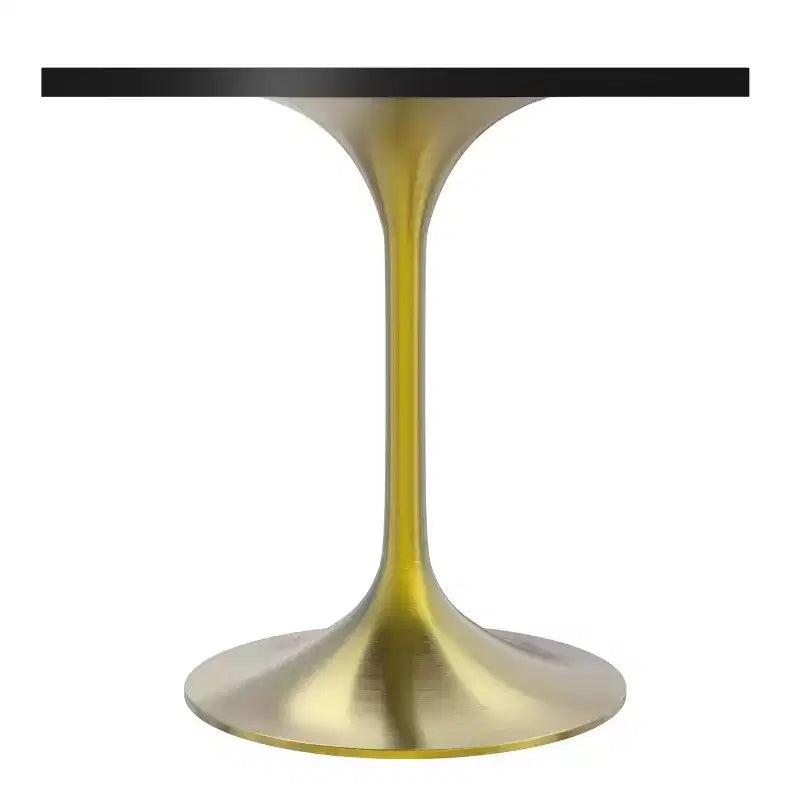 LeisureMod Verve Tavolo da pranzo quadrato da 24 pollici - Top moderno in MDF con base a piedistallo in oro spazzolato Tavolo da caffè d'accento per cucina, casa e caffè