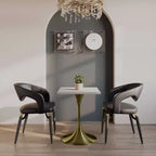 LeisureMod Verve Tavolo da pranzo quadrato da 24 pollici - Top moderno in MDF con base a piedistallo in oro spazzolato Tavolo da caffè d'accento per cucina, casa e caffè