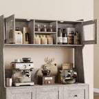 Mobile dispensa da cucina da 66 pollici con contenitore, armadio alto, ripiani regolabili, 3 cassetti, mobile contenitore in legno