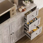 Mobile dispensa da cucina da 66 pollici con contenitore, armadio alto, ripiani regolabili, 3 cassetti, mobile contenitore in legno