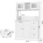 Mobile dispensa da cucina da 66 pollici con contenitore, armadio alto, ripiani regolabili, 3 cassetti, mobile contenitore in legno