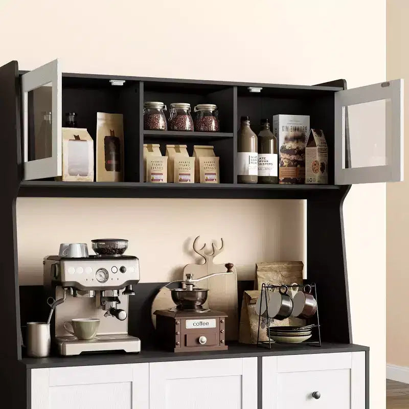 Mobile dispensa da cucina da 66 pollici con contenitore, armadio alto, ripiani regolabili, 3 cassetti, mobile contenitore in legno