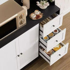Mobile dispensa da cucina da 66 pollici con contenitore, armadio alto, ripiani regolabili, 3 cassetti, mobile contenitore in legno