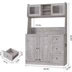 Mobile dispensa da cucina da 66 pollici con contenitore, armadio alto, ripiani regolabili, 3 cassetti, mobile contenitore in legno