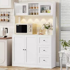Mobile dispensa da cucina da 66 pollici con contenitore, armadio alto, ripiani regolabili, 3 cassetti, mobile contenitore in legno