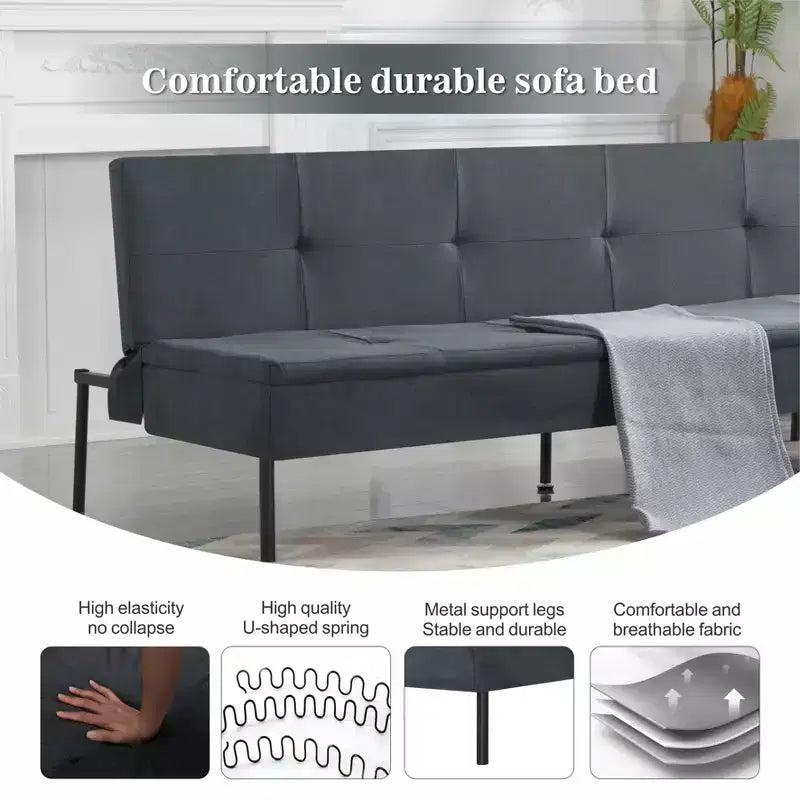 Divano letto futon convertibile MAYEERTY 69.88 con schienale regolabile in 5 posizioni