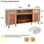 SinCiDo 70 Mobile TV con Caminetto, per TV da 80 pollici, con Camino Elettrico da 36 pollici, Telecomando, Fiamme 3D e Luci LED, Ante Scorrevoli a Doghe, Cassetti