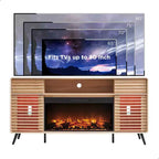 SinCiDo 70 Mobile TV con Caminetto, per TV da 80 pollici, con Camino Elettrico da 36 pollici, Telecomando, Fiamme 3D e Luci LED, Ante Scorrevoli a Doghe, Cassetti