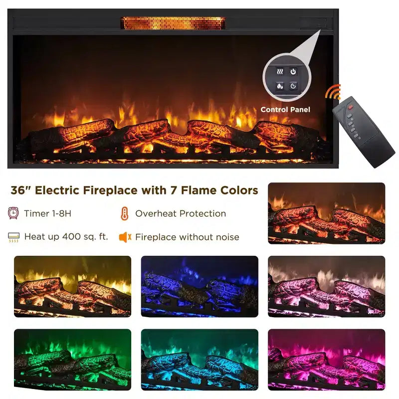 SinCiDo 70 Mobile TV con Caminetto, per TV da 80 pollici, con Camino Elettrico da 36 pollici, Telecomando, Fiamme 3D e Luci LED, Ante Scorrevoli a Doghe, Cassetti