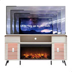 SinCiDo 70 Mobile TV con Caminetto, per TV da 80 pollici, con Camino Elettrico da 36 pollici, Telecomando, Fiamme 3D e Luci LED, Ante Scorrevoli a Doghe, Cassetti
