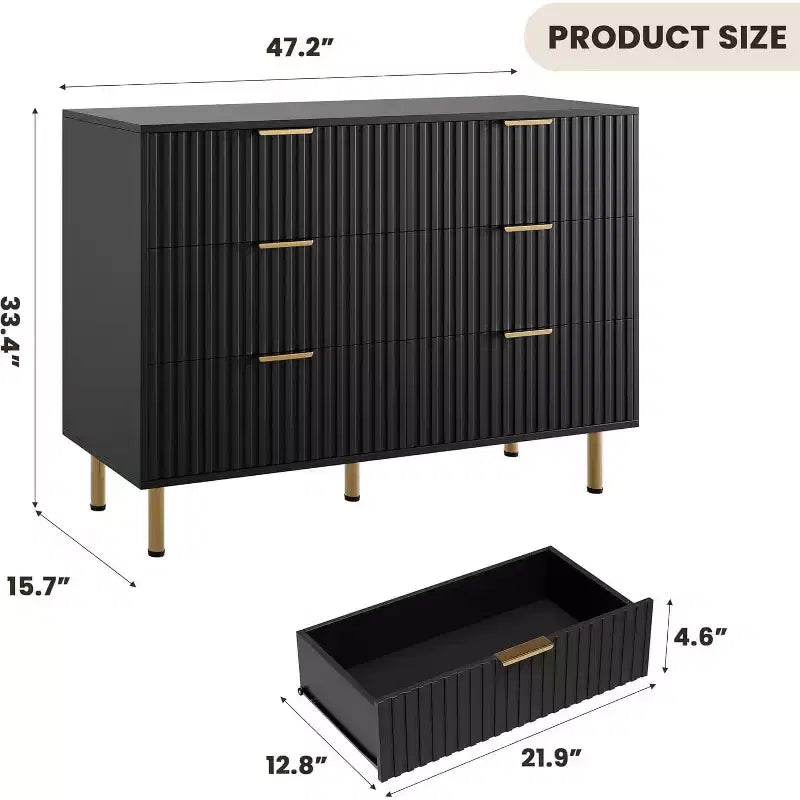 Set Comò per Camera da Letto, Comò a 6 Cassetti per Camera da Letto, Cassettiera Moderna con Cassetti Spaziosi e Profondi, Organizzatore in Legno, per Soggiorno, Corridoio