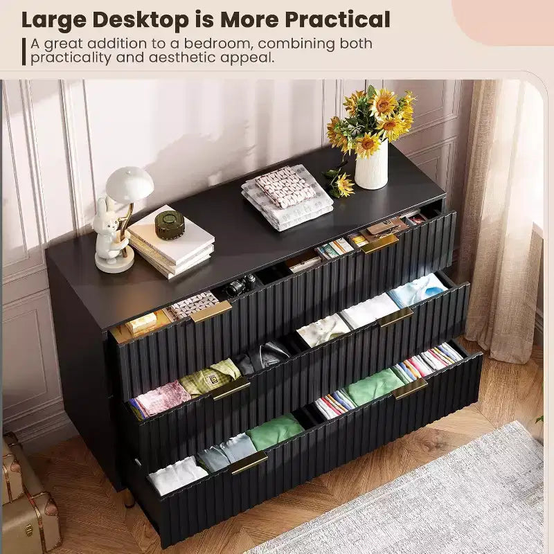 Set Comò per Camera da Letto, Comò a 6 Cassetti per Camera da Letto, Cassettiera Moderna con Cassetti Spaziosi e Profondi, Organizzatore in Legno, per Soggiorno, Corridoio