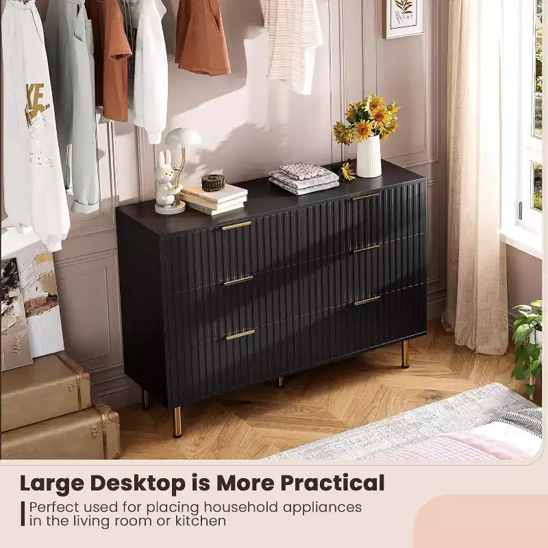 Set Comò per Camera da Letto, Comò a 6 Cassetti per Camera da Letto, Cassettiera Moderna con Cassetti Spaziosi e Profondi, Organizzatore in Legno, per Soggiorno, Corridoio