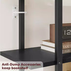 Libreria a 5 ripiani in Rattan con vani a giorno e contenitore, alta 180,6 cm - Scaffale Industriale con Struttura in Metallo per Soggiorno, Camera da letto