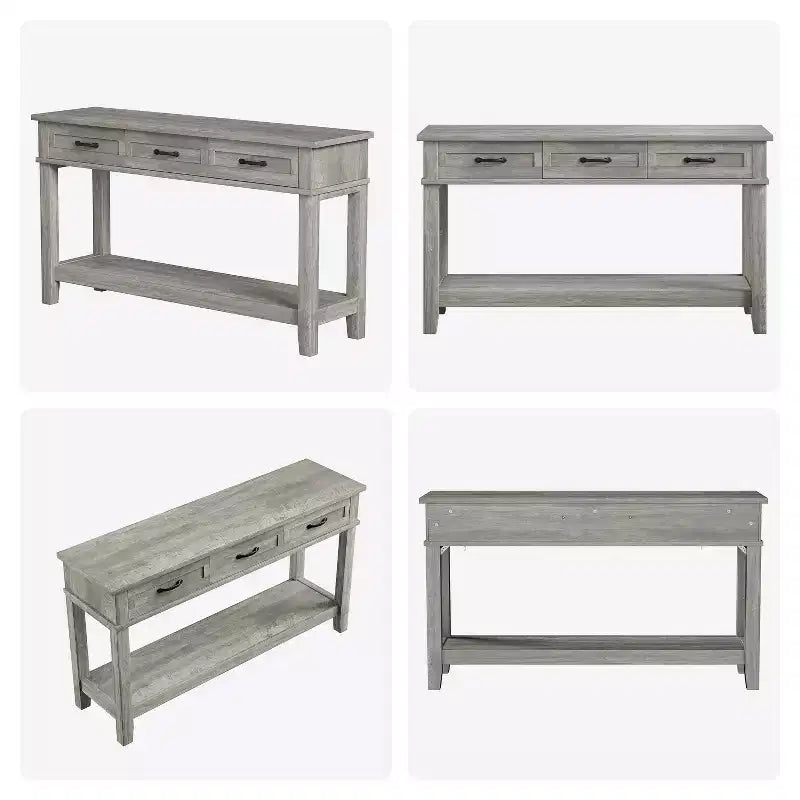 Tavolo d'ingresso, Tavolo consolle con cassetti portaoggetti, Tavolo da divano in legno stile rustico a 3 ripiani, Tavolo da corridoio per ingresso, Salotto