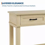 Tavolo d'ingresso, Tavolo consolle con cassetti portaoggetti, Tavolo da divano in legno stile rustico a 3 ripiani, Tavolo da corridoio per ingresso, Salotto