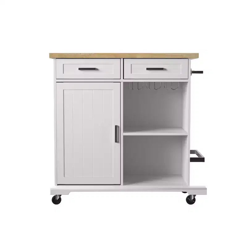 Warkin Rolling Kitchen Island with Storage - White - SEI
