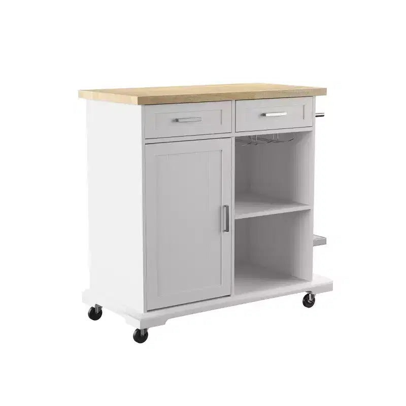 Isola da cucina mobile Warkin con contenitore - Bianco - SEI