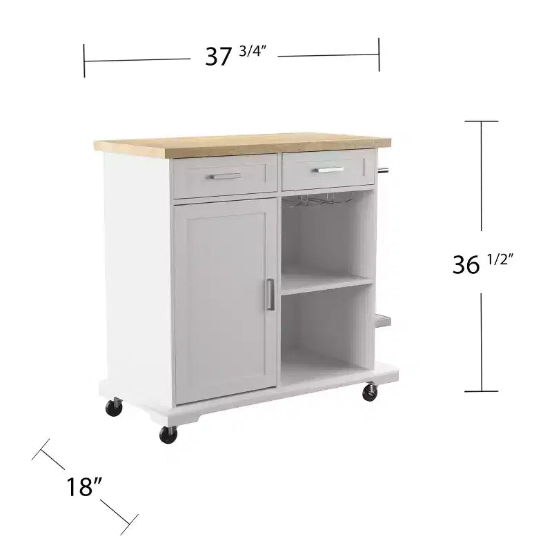 Isola da cucina mobile Warkin con contenitore - Bianco - SEI